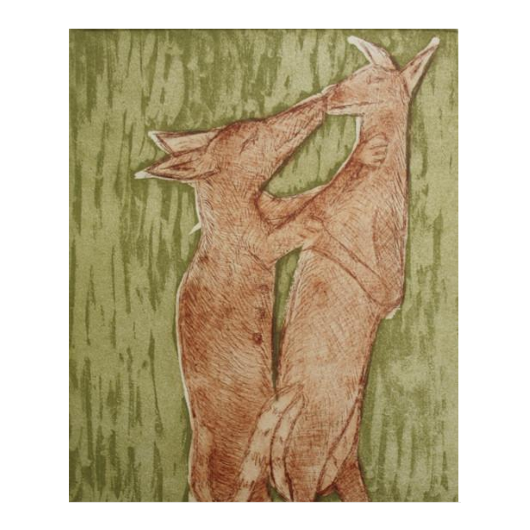 BEVAN NANPONAN | '(Aurukun) 'Uu'thawan (kissing)' Etching