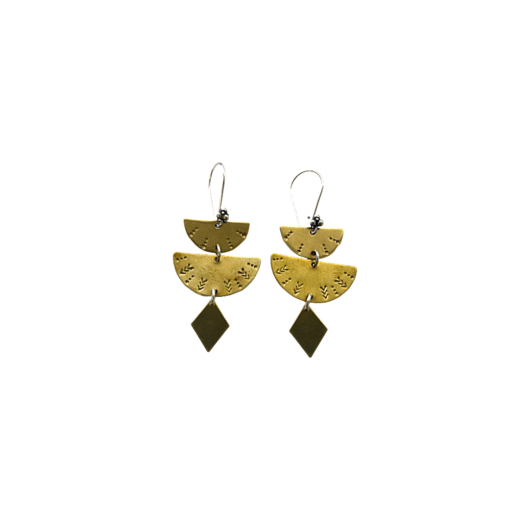 WILD CHARM JEWELLERY | 'Brassy Tier Earrings' | Sterling silver / brass