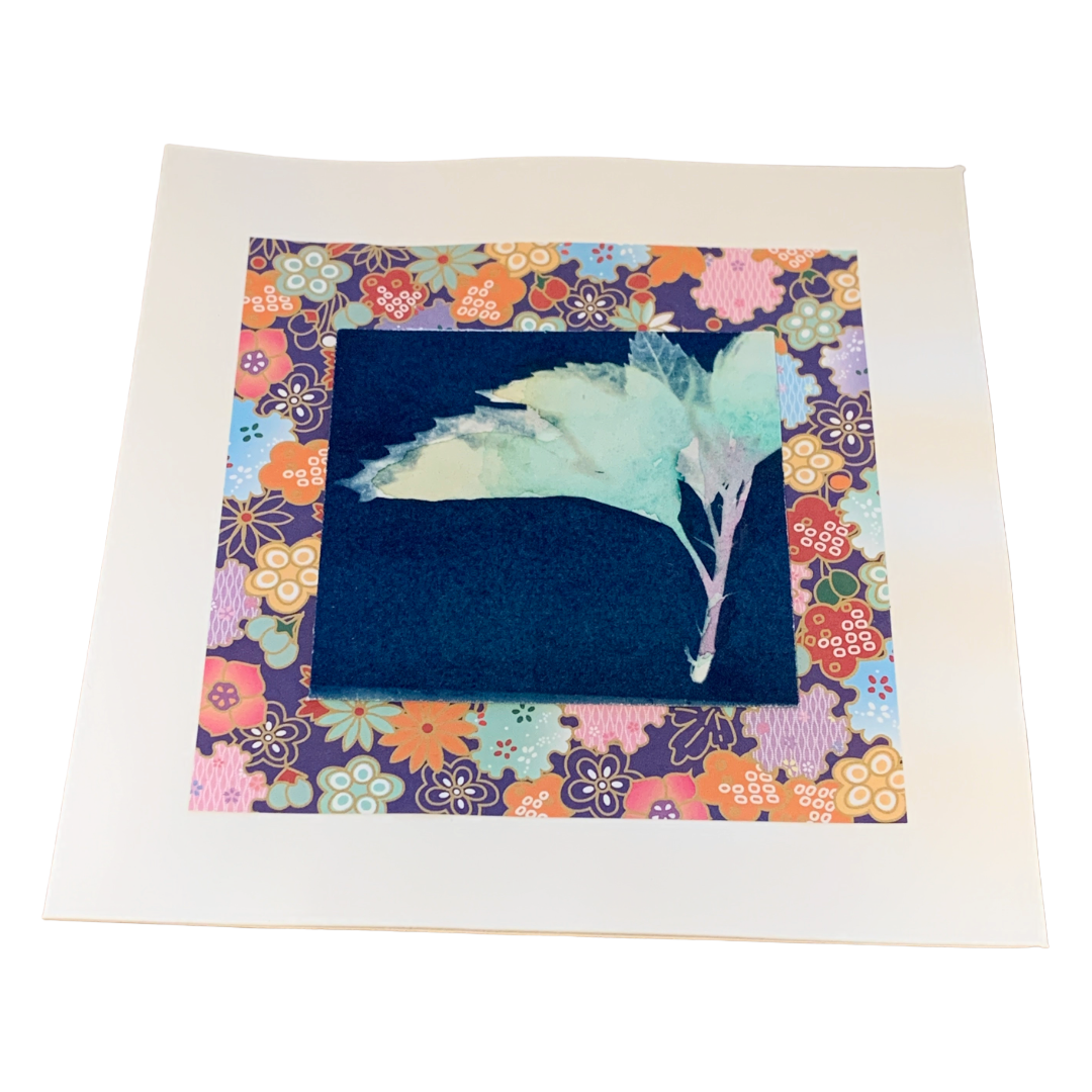 YASUE ASAI | 'Leaf Sprig' | Gift card | Hand-coloured Cyanotype | Japanese Rice Paper