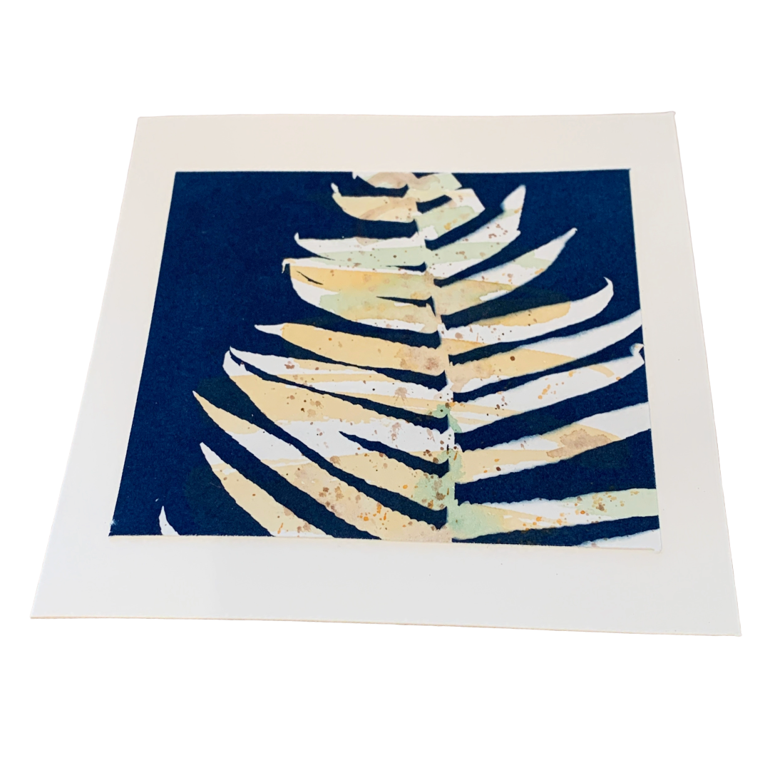 YASUE ASAI | ‘Fern – Orange/ Green' | Gift card | Hand-coloured Cyanotype