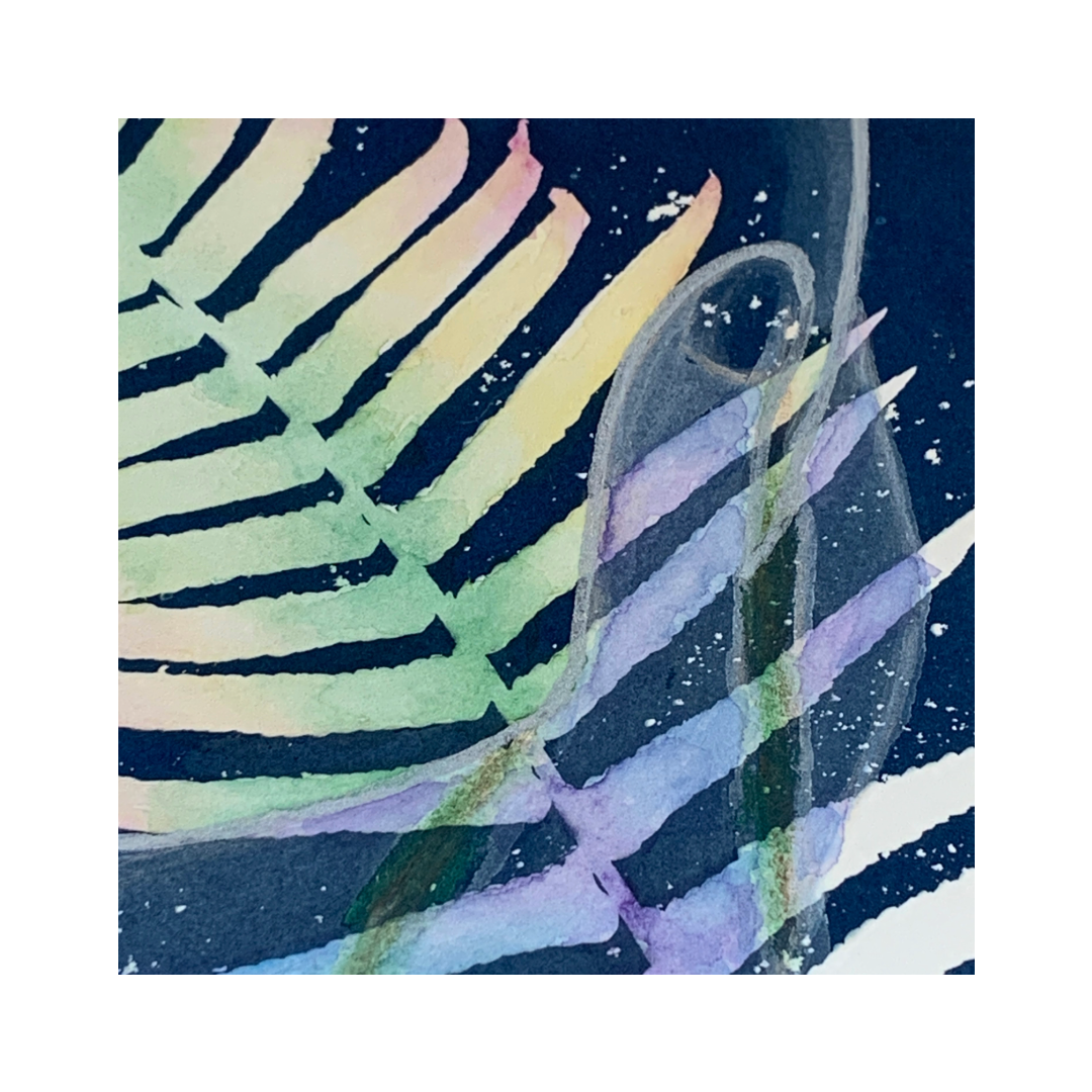 YASUE ASAI | ‘Fern and Hand Gift Card’ | Hand-coloured Cyanotype