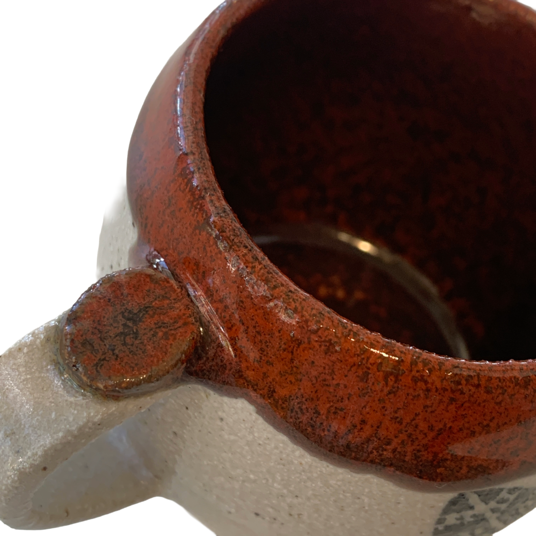 YASUE ASAI | ‘Sgraffito Sun Red/ Brown Mug' | Wheel-thrown ceramic