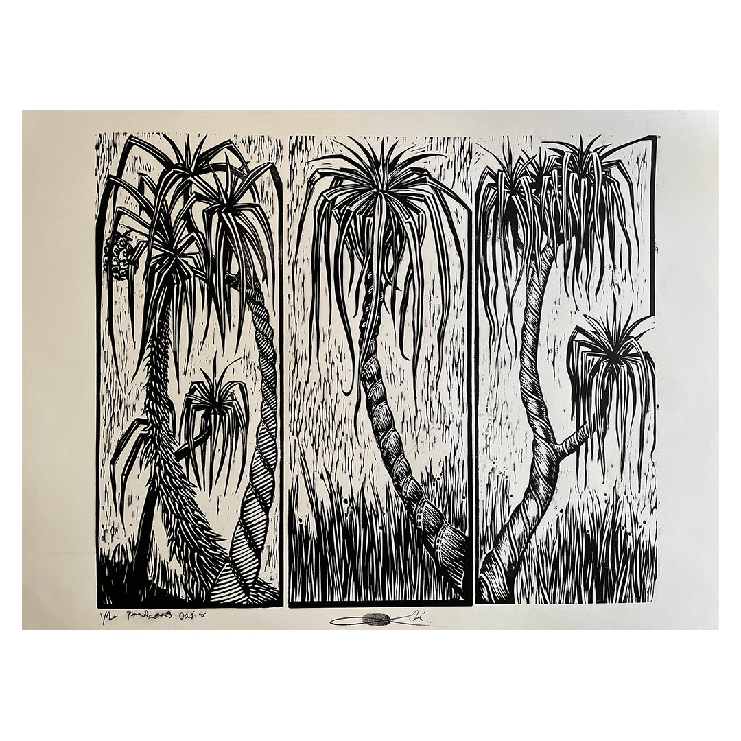 JANE DENNIS | ‘Pandanus Oasis’ | Linocut Print