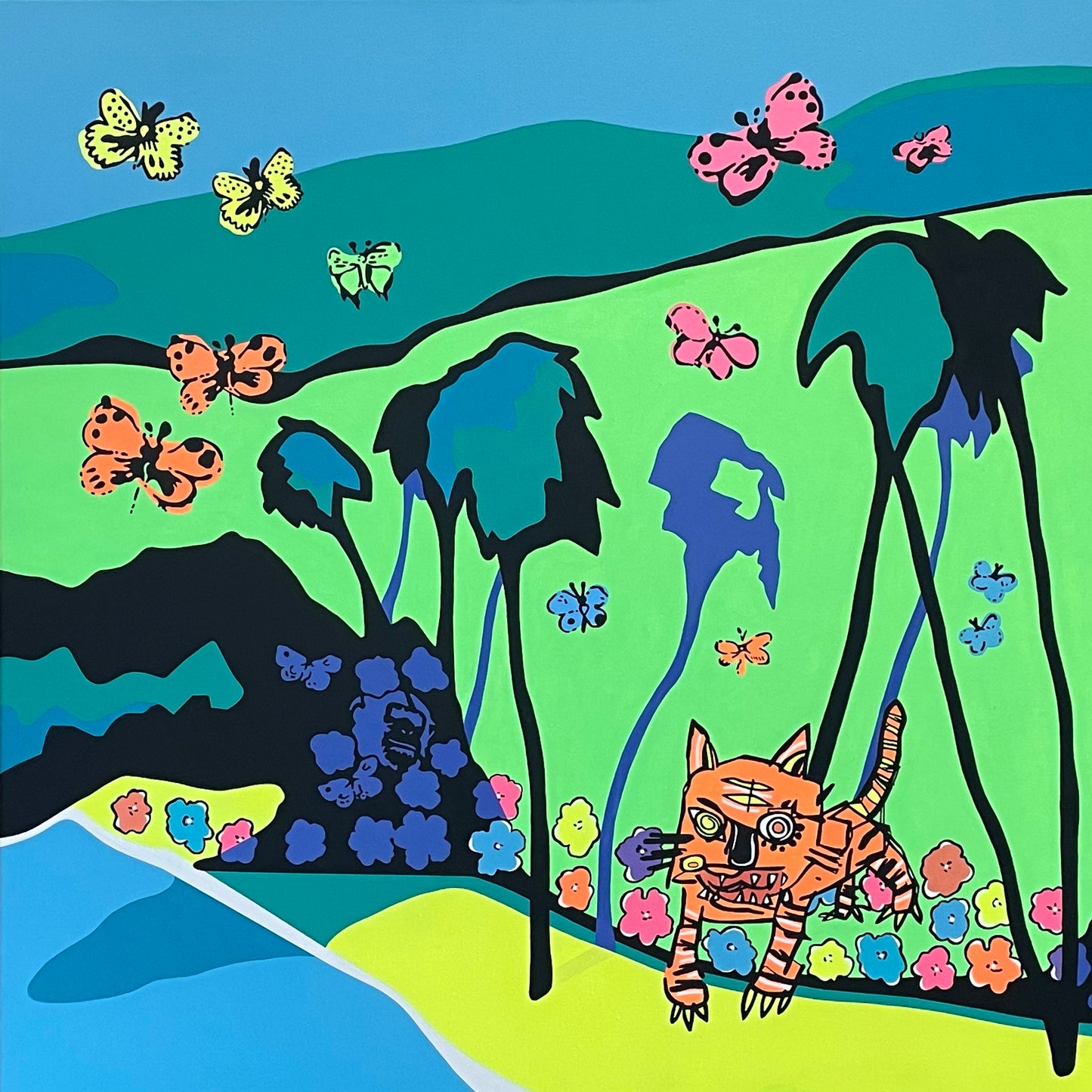 JAMIE COLE | ‘It’s Like a Jungle Sometimes (after Basquiat 1984 & Lefort Burbank Murals 2022)’ | Mixed media on canvas