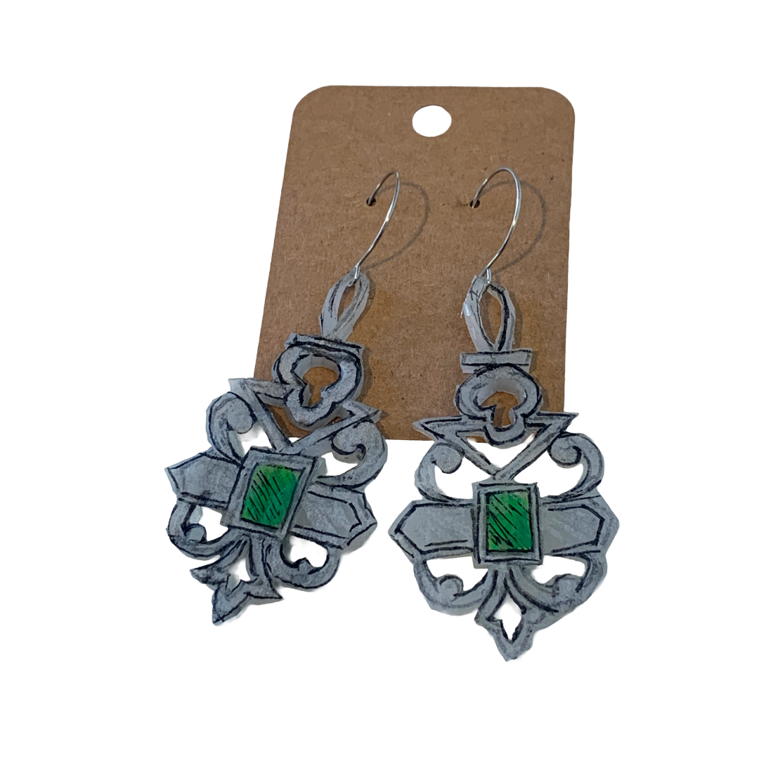 JENNIFER VALMADRE | ‘Silver + Green Gem Earrings | Pigment in Silicon