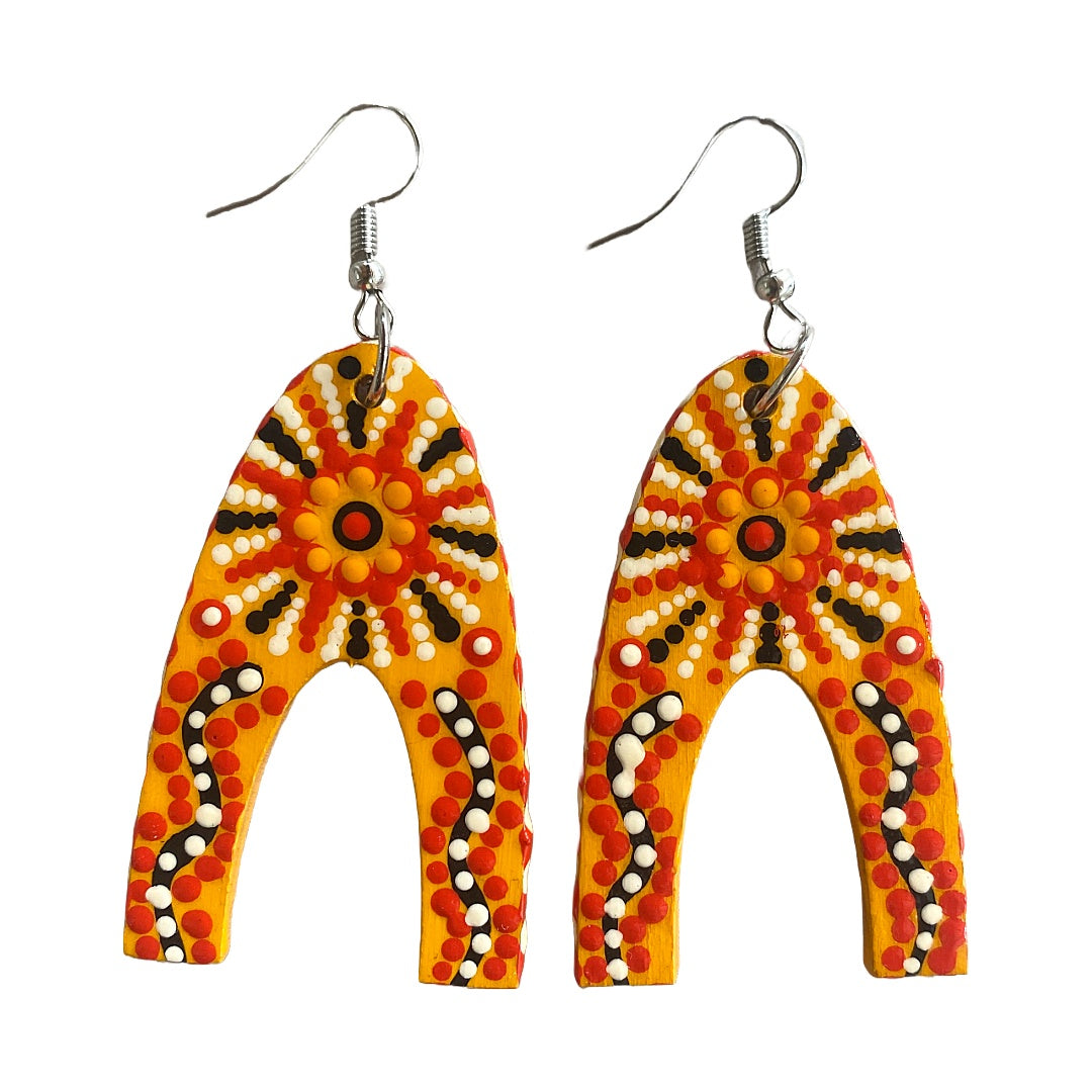IRENE BOWYER | ‘U shaped (Orange) ’ Earrings | Hand-painted wood / ‘U’ shaped