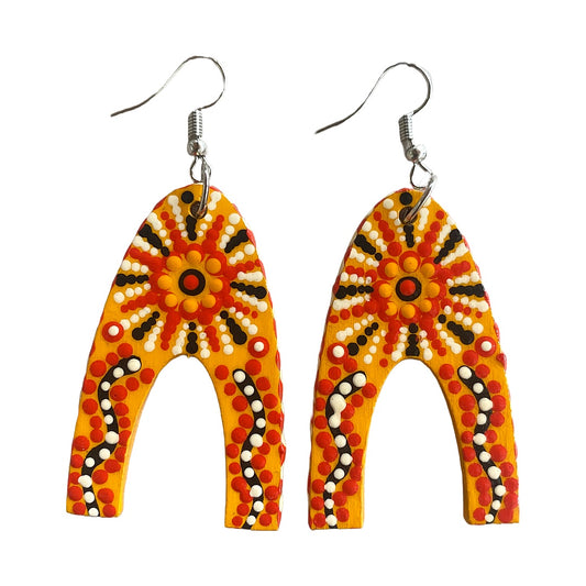 IRENE BOWYER | ‘U shaped (Orange) ’ Earrings | Hand-painted wood / ‘U’ shaped