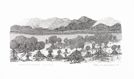 PETER B MORRISON | 'Thag V' (Mangrove, Low Tide) Drawing | Pen and ink on archival paper. Framed