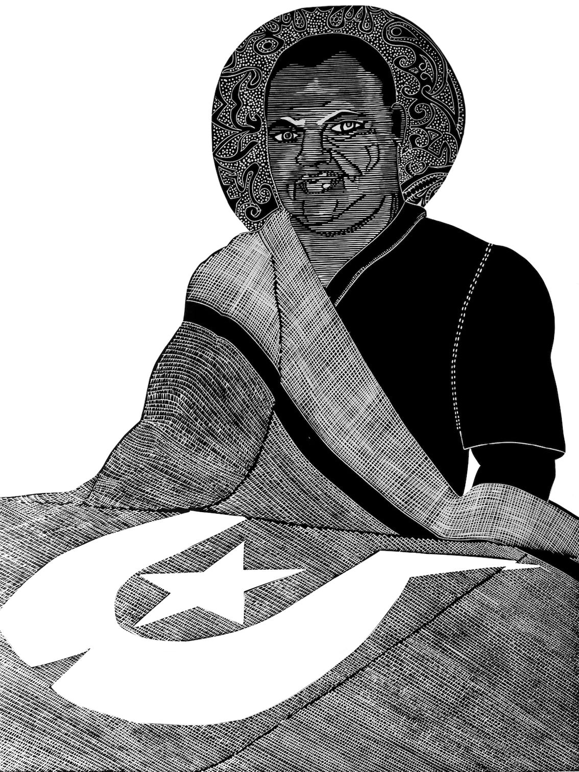 ROBERT TOMMY PAU | 'Thawi (Brother in Law)' | 2021 | Linocut print