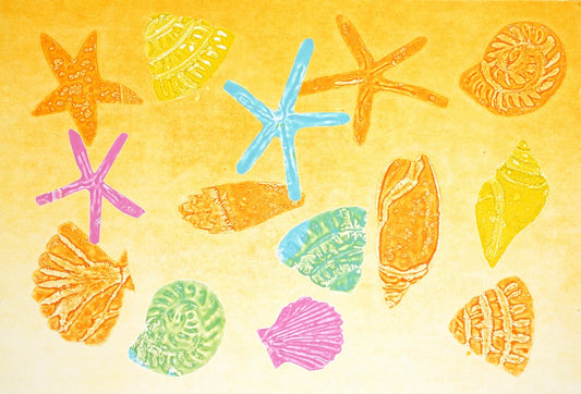 RITA KAITAP - Moa Arts | 'Friday Island Beach Shells' | Monoprint on BFK Rives paper