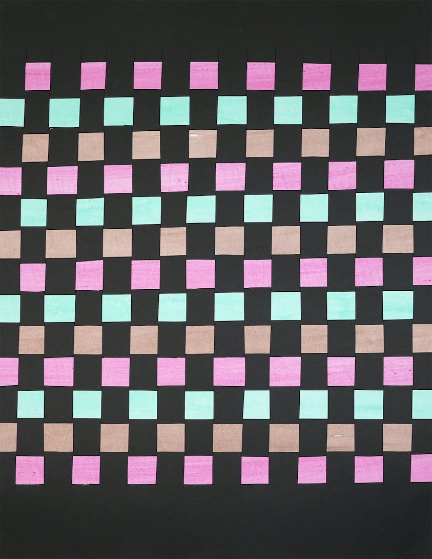 TAHMANA MISICK - Moa Arts | 'Bila Colour (v1/v2/v3)' | Ink on paper / weaving | Recylced BFK Rives paper / black paper