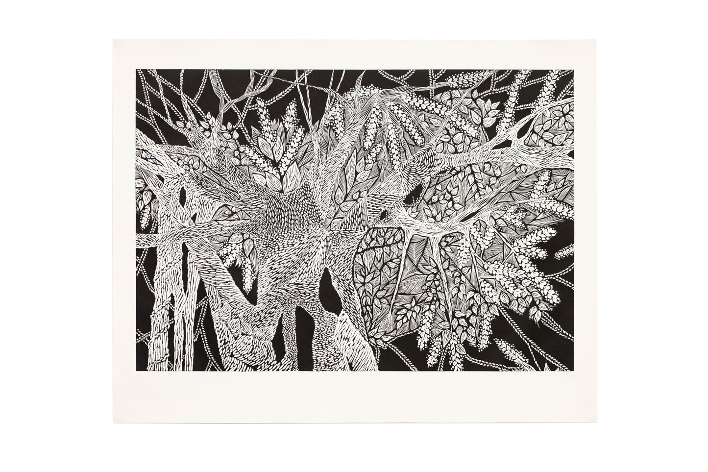 TAMIKA GRANT-IRAMU | 'Fragments of Ta Prohm: the canopy' | Vinyl-cut Relief Print