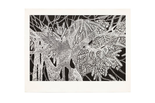 TAMIKA GRANT-IRAMU | 'Fragments of Ta Prohm: the canopy' | Vinyl-cut Relief Print