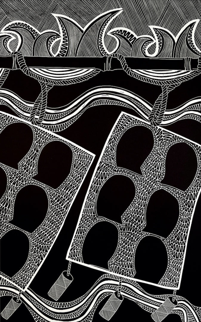 PAULA SAVAGE - Moa Arts | 'Pearling Basket' | Linoprint on BFK Rives paper