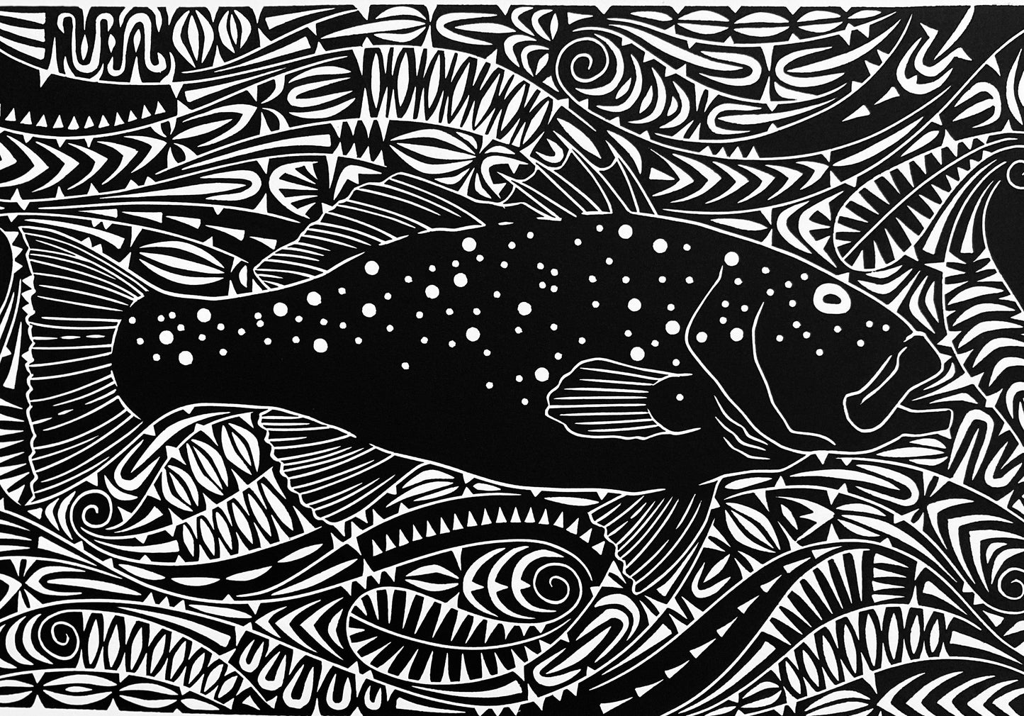 BRIAN ROBINSON | 'Reef dweller' (Coral trout) | Linocut Print