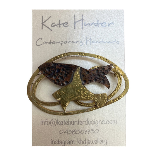 KATE HUNTER | ‘On Someone’s Plate’ | Brooch | Brass / blackened copper / stainless steel pin