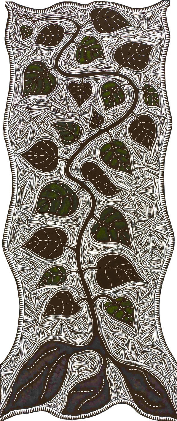 BILLY MISSI | 'Gabau Sir Sir (Tangle of Yam Bushes)' Linocut Print