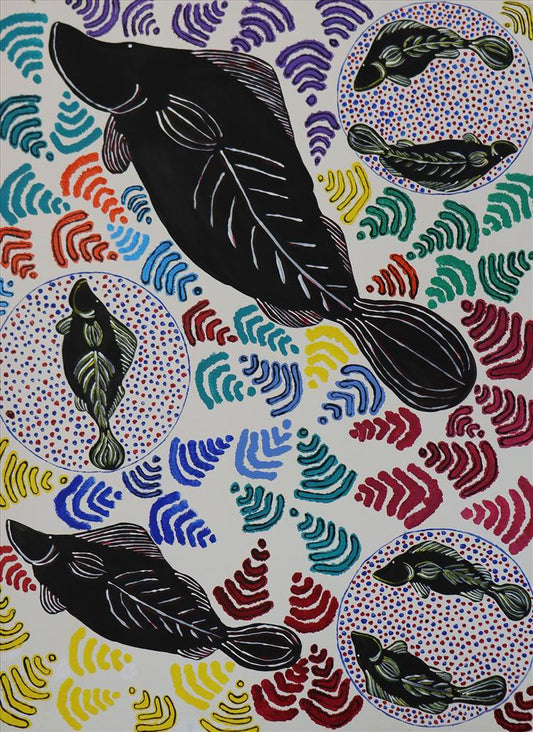 DORITA ESCOTT | 'Barramundi Dreaming I' | Painting / acrylic on arches paper