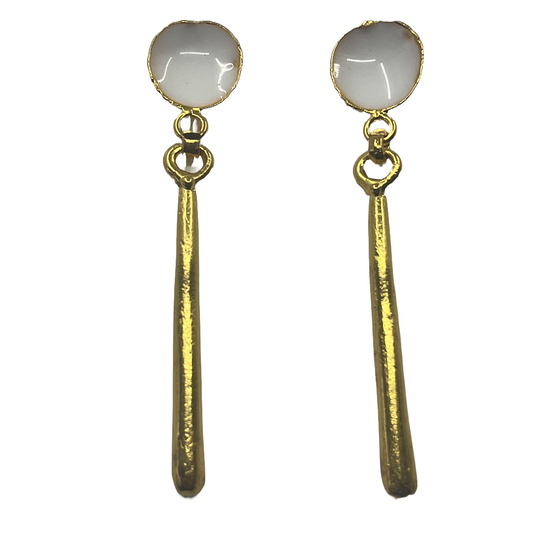 ARTIZ | 'White Enamel Cup Earrings' | Bronze drop