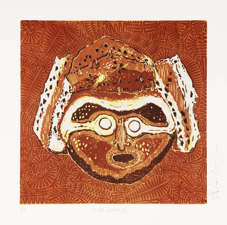 BRIAN ROBINSON | 'Ilan mask III' | Reduction linocut
