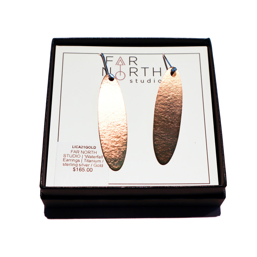 FAR NORTH STUDIO | 'Waterfall' Earrings | Blue | Titanium / sterling silver