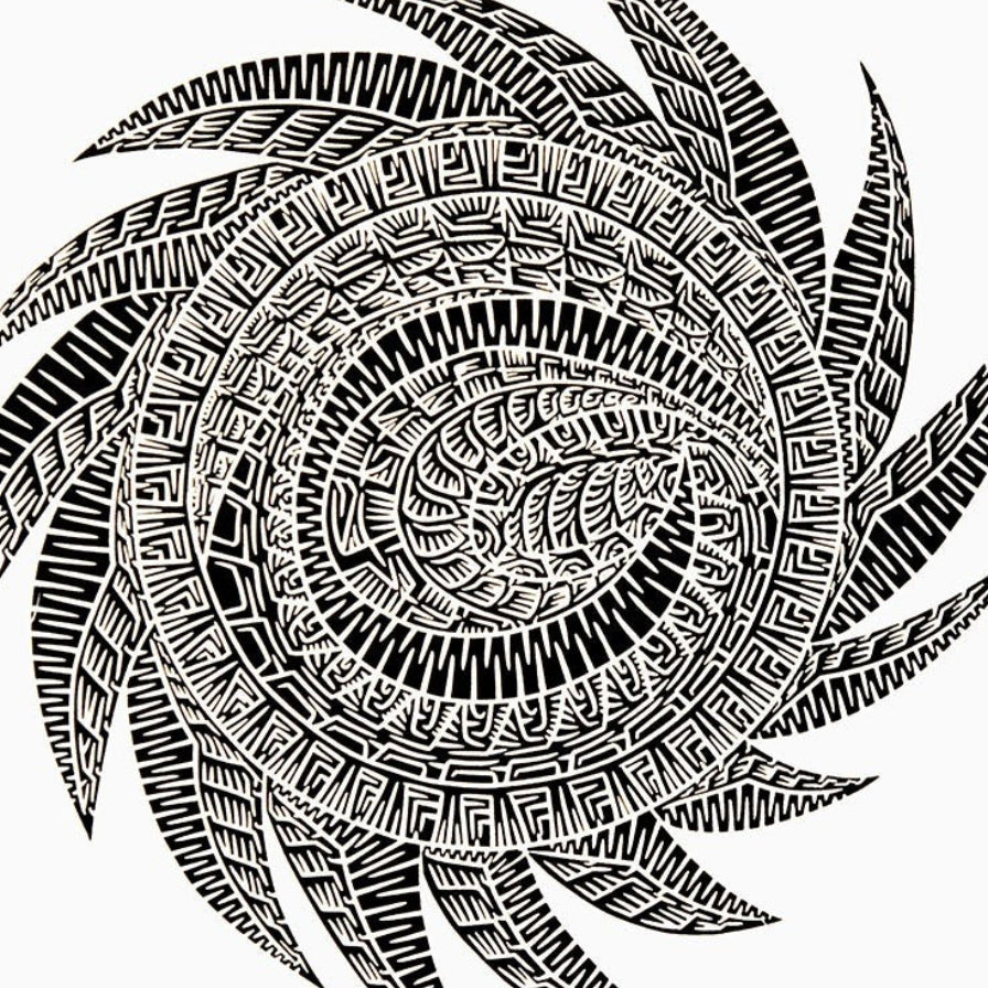 JOEL SAM | 'Marrkai Gub (Cyclone Larry)' | Linocut