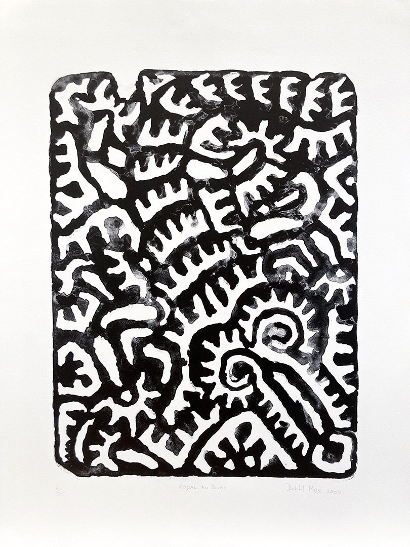 BILLY MISSI | 'Kodal Au Buai (Crocodile Clan)' | B/W lithograph