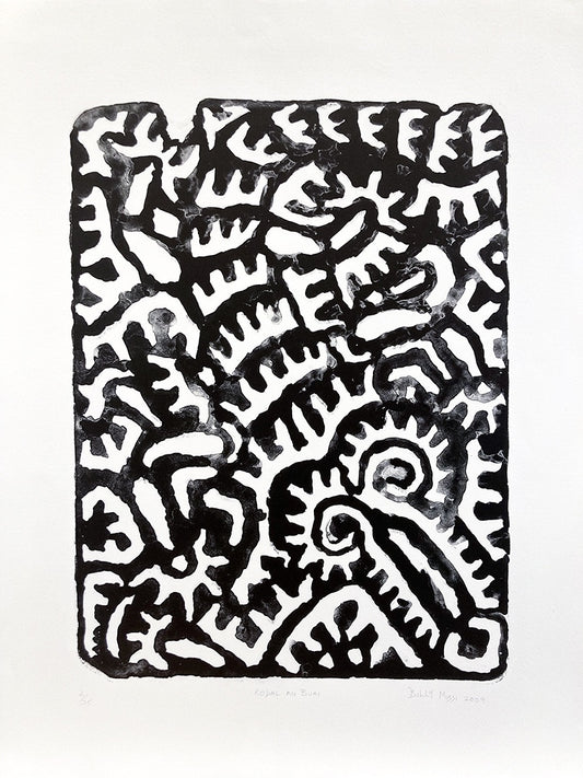 BILLY MISSI | 'Kodal Au Buai (Crocodile Clan)' | B/W lithograph
