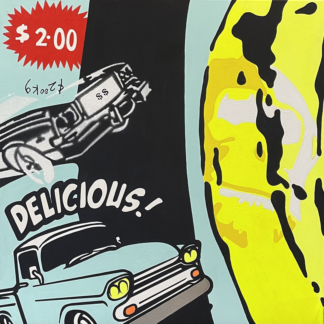 JAMIE COLE | 'A Little piece of Paradise - Banana Cart' | Acrylic on wooden panel