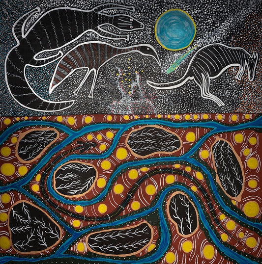 JOHN WILLIAMS, BETTY WILLIAMS (NEE YARRACK) | 'Emu in the Sky and Thuwathu' | 2021 | Painting