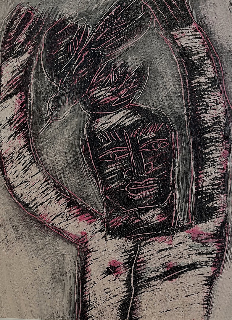 ED KOUMANS | 'Man + Bird series (1 of 4)' | Mixed media on paper