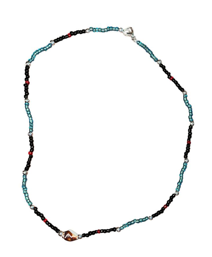 BABETHA NAWIA - Moa Arts | 'Beaded Necklace' | Blue / black / silver + shell