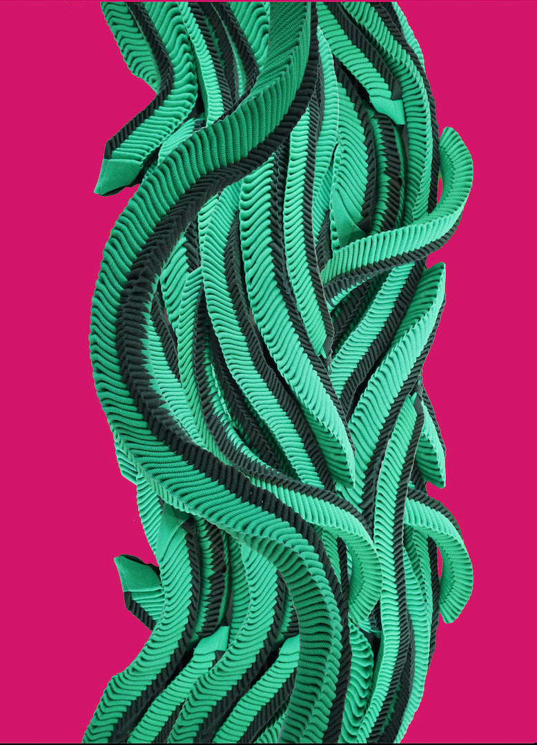 WA YO WAY | 'Story Lines' | Tea Towel / Green + pink | Grace Lillian Lee