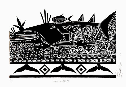 BRIAN ROBINSON | 'Ilan mask II' | Linocut print