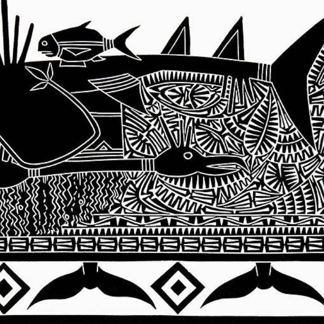 BRIAN ROBINSON | 'Ilan mask II' | Linocut print