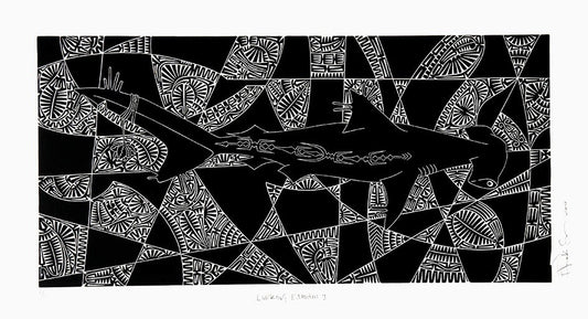 BRIAN ROBINSON | 'Lurking Baidam I Kursi' | Linocut