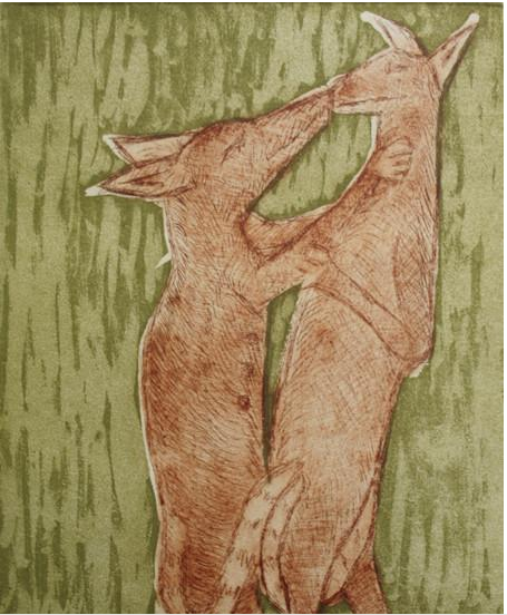 BEVAN NANPONAN | '(Aurukun) 'Uu'thawan (kissing)' Etching