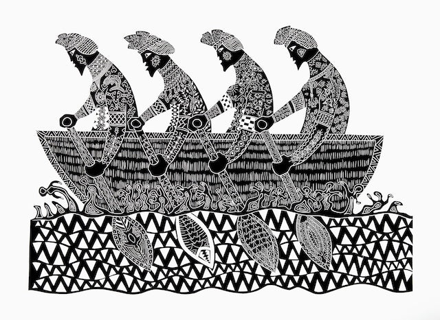 ROBERT TOMMY PAU | 'Four Boys' Linocut Print |