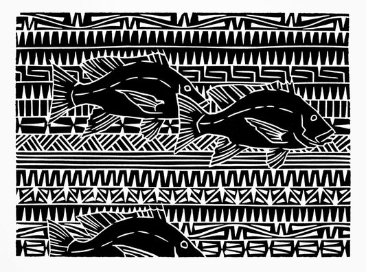 BRIAN ROBINSON | 'Red Emperor Motif' | Linocut Print