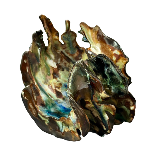 KIM NOLAN | 'Finned Coral #1' | Mid-fire black clay, glaze, glass + sand