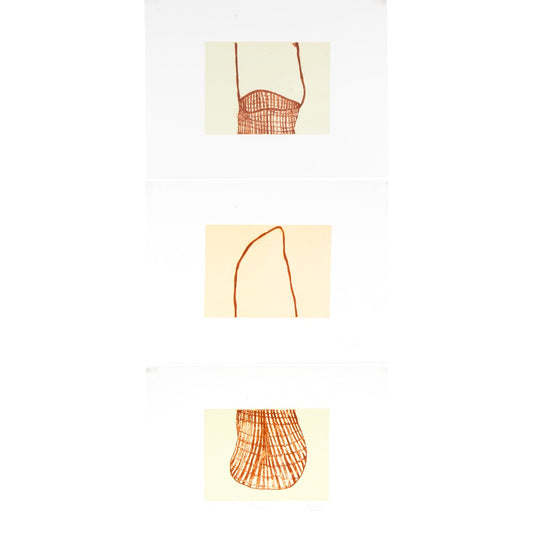 SHERYL J BURCHILL | 'Dilly Bag III (triptych 1)' | 2026 | Plate lithograph | H 846 x W 379 mm
