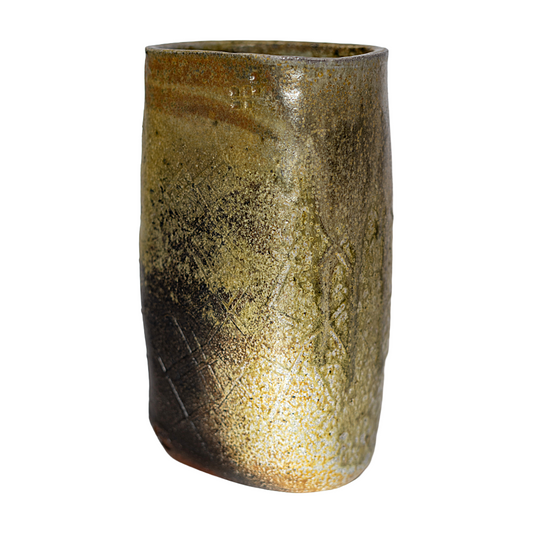 LACHLAN MACKEE | ‘Altered Vase’ | 2025 | Wheel-thrown Stoneware / Wood-fired in Anagama kiln 100hrs