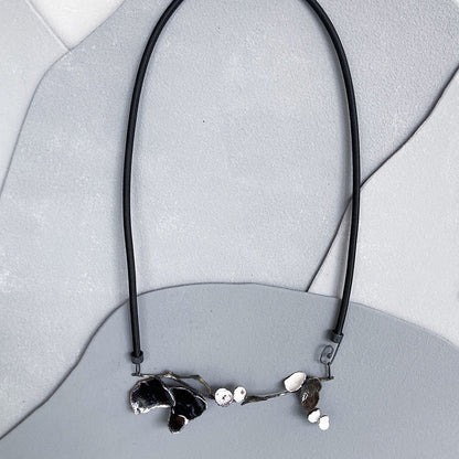 LOIS HAYES | ‘Shifting Contours - Necklace 1’ | 2025 | Enamel / recycled copper/ sterling silver/ nylon cord