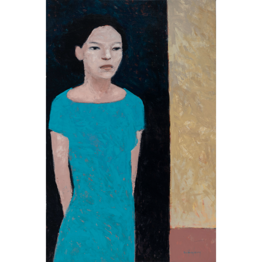 KAI HAGBERG | 'Woman in blue dress' | 2025 | Acrylic on canvas | H 1006 x W 656 mm