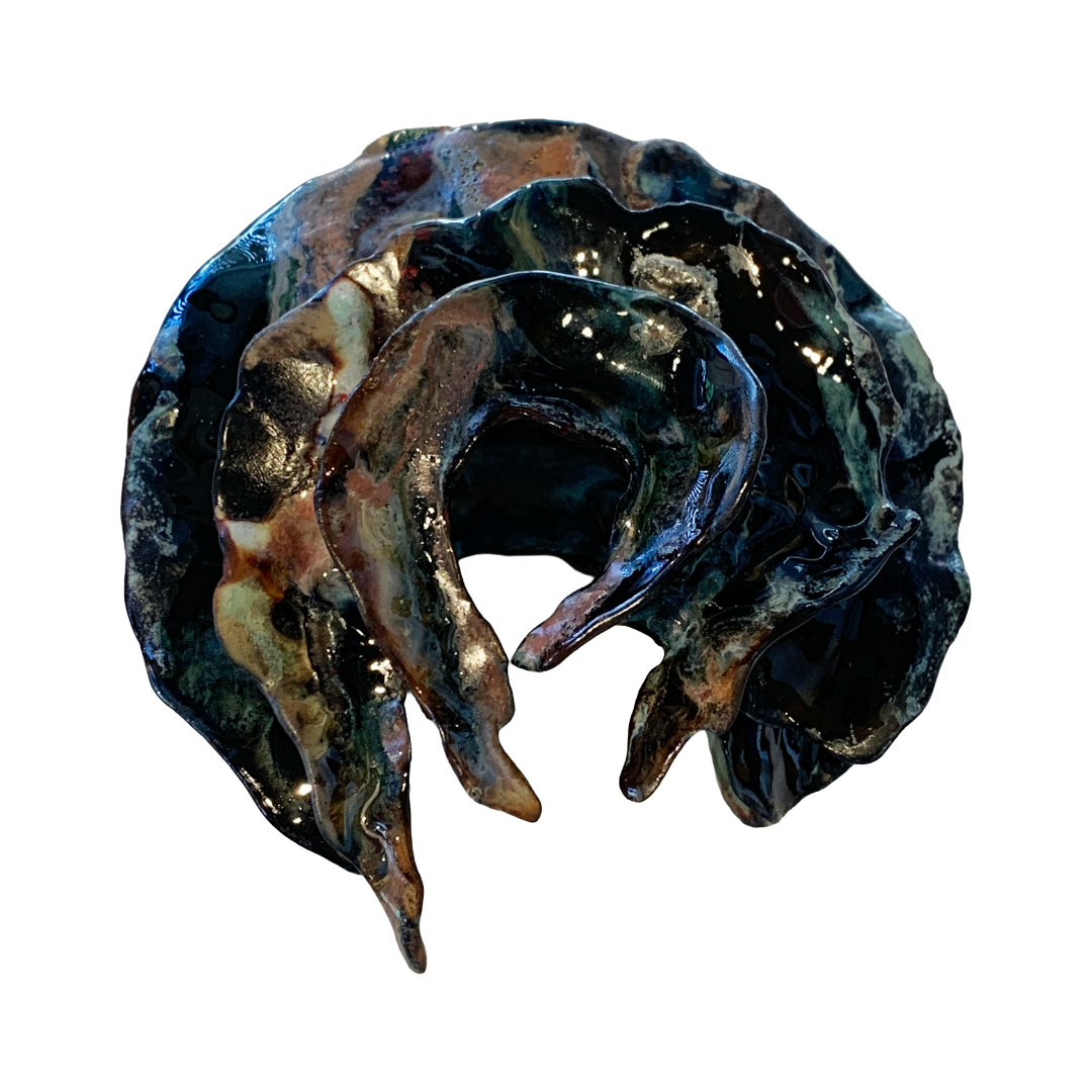 KIM NOLAN | 'Finned Coral #1' | Mid-fire black clay, glaze, glass + sand