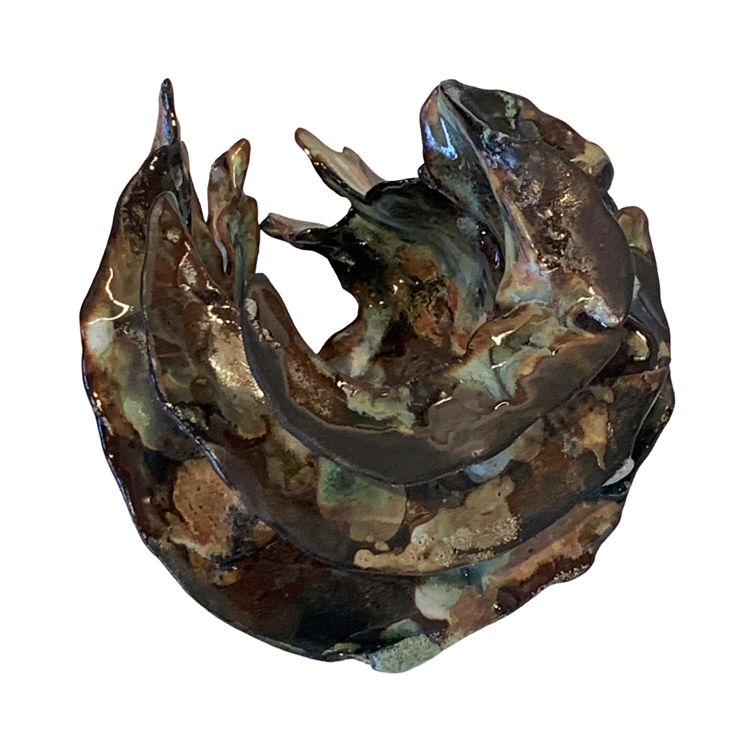 KIM NOLAN | 'Finned Coral #1' | Mid-fire black clay, glaze, glass + sand