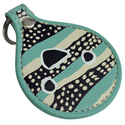 GIRRINGUN ART CENTRE |'Bagu Face Keyring' | Turquoise leather