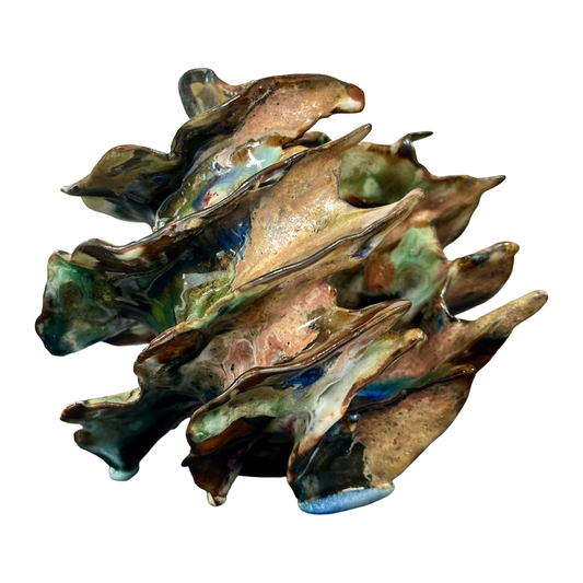 KIM NOLAN | 'Finned Coral #2' | Mid-fire black clay, glaze, glass + sand