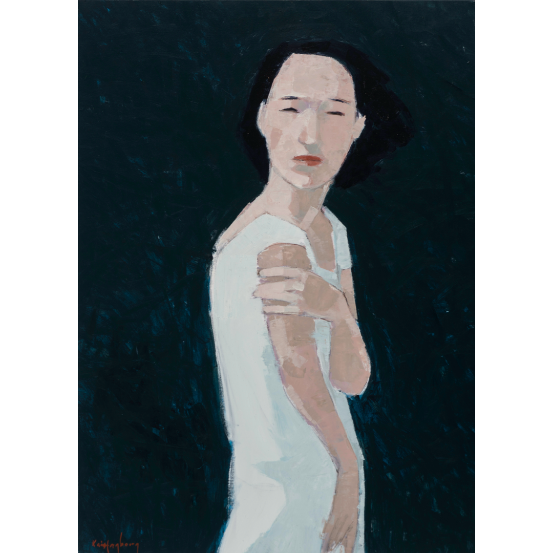 KAI HAGBERG | 'Woman in light blue' | 2025 | Acrylic on canvas | H 902 x W 652 mm