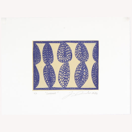 ZANE SAUNDERS | 'Courage (blue)' | 2026 | Plate lithograph | H 144 x W 194 mm
